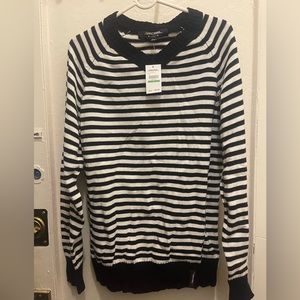 DECIBEL V NECK STRIPE SWEATER